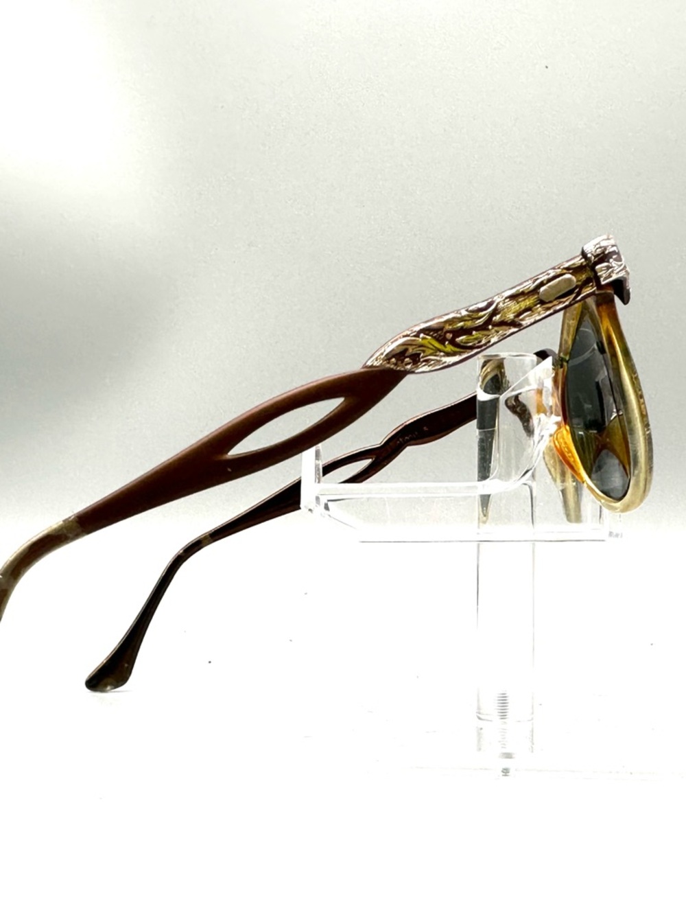 Vintage Victory Cat Eyeglasses Copper Aluminum Floral Filigree 5 1/2 ALUM - Picture 3 of 6